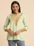 Israa Pista Green Short Kurti
