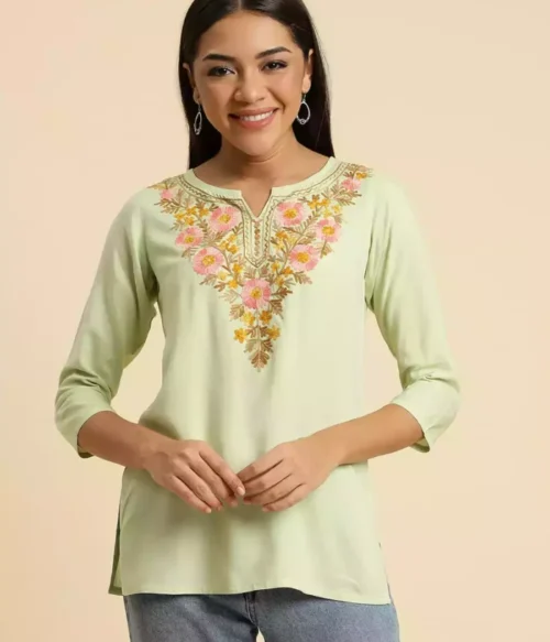 Israa Pista Green Short Kurti