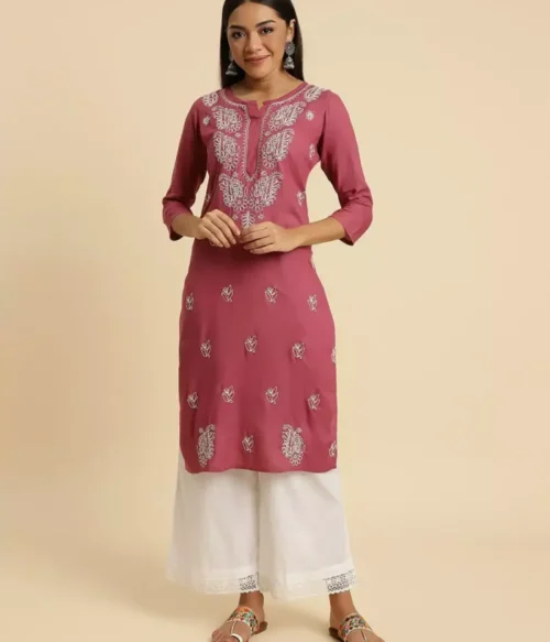 Wild Orchid Pink Chikankari Kurti