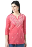Pink Chikankari Short Kurti