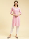 Pink Silk Embroidered Kashmiri Kurti