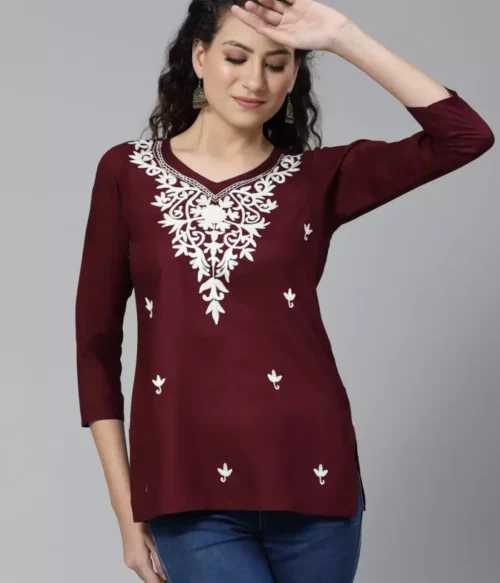 Falak Wine Short Kurti