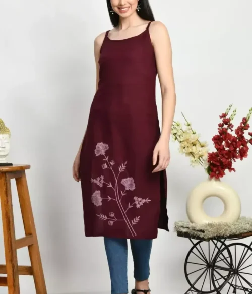 Ceren Pashmina Work Sleeveless Kurti