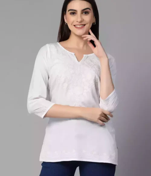 Zahra White Short Kurti